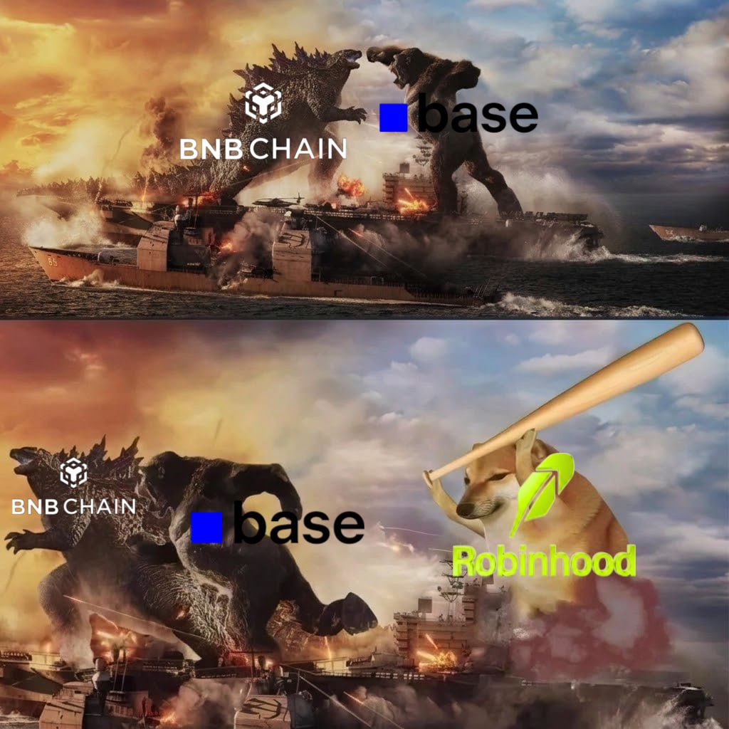 RobinHubHB's tweet photo. Base, BNB is the past, Robinhood is the future  🔥 https://t.co/LJldgDAEht