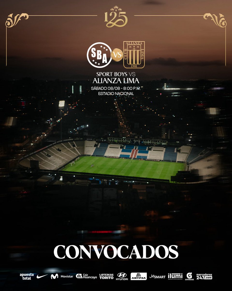 ClubALoficial's tweet photo. 📋𝐂𝐨𝐧𝐯𝐨𝐜𝐚𝐝𝐨𝐬. ✅

🆚 @sportboys 

🏆: Fecha 4 Torneo Clausura @Liga1TeApuesto 

#125AñosDeEternidad
#SeamosEternos https://t.co/7WuZVMrunf