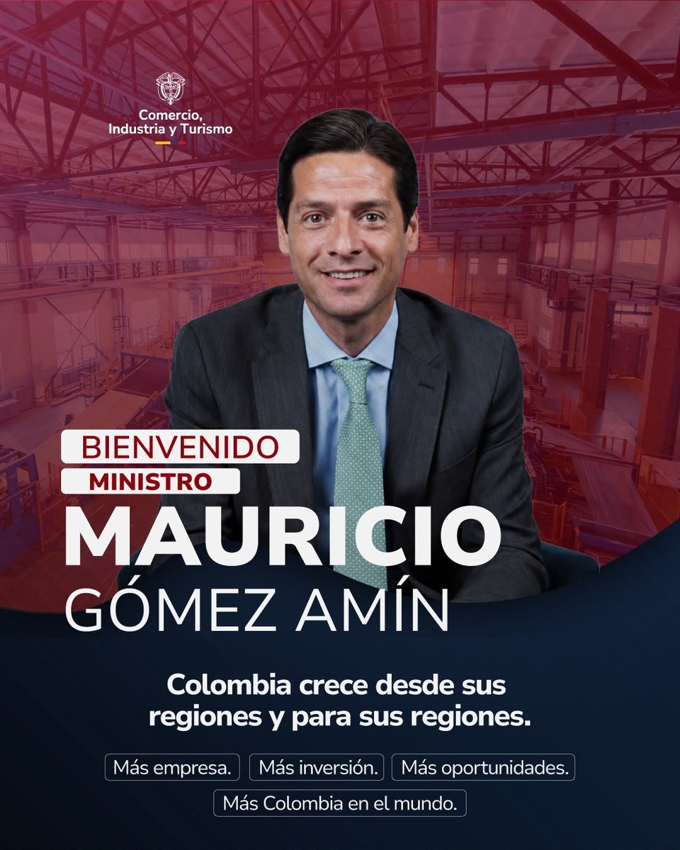MincomercioCo's tweet photo. Desde el Ministerio de Comercio, Industria y Turismo, damos la bienvenida al presidente de la República, @ABDELAESPRIELLA, y a nuestro ministro, @MauricioGomezCO, así como a su equipo de trabajo.

Los recibe un equipo listo para sumar capacidades y seguir trabajando por quienes producen, emprenden, crean y transforman sus territorios.

Porque detrás de cada empresa, cada destino y cada oportunidad hay colombianos que creen en su región y hacen grande al país.

¡Bienvenidos!