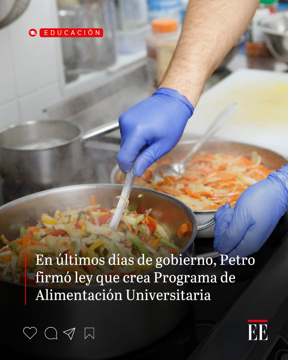 elespectador's tweet photo. Gustavo Petro sancionó la Ley 2618 de 2026, la cual crea el Programa de Alimentación Universitaria (PAU), durante sus últimos días como presidente. 👉https://t.co/26pJI2HVcP https://t.co/u1n0FyRs21