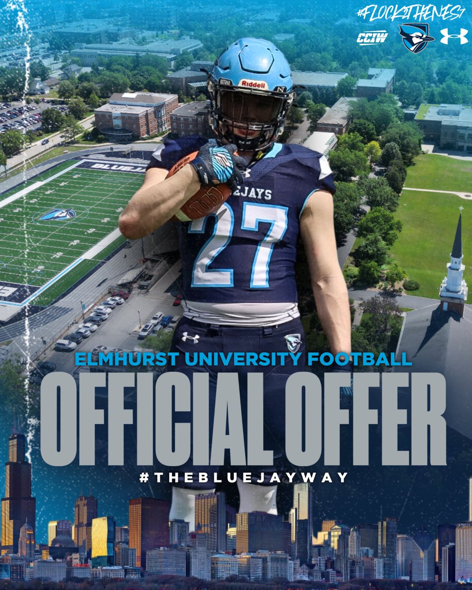 CamMurray34's tweet photo. Excited to announce that after a great conversation with @CoachDops I have received my second offer to play collegiate football from @ElmhurstU_FB @CoachStekala @PrepRedzoneIL @BengalFB08 #WIN #BlueJayWay https://t.co/tOJdhyWBki