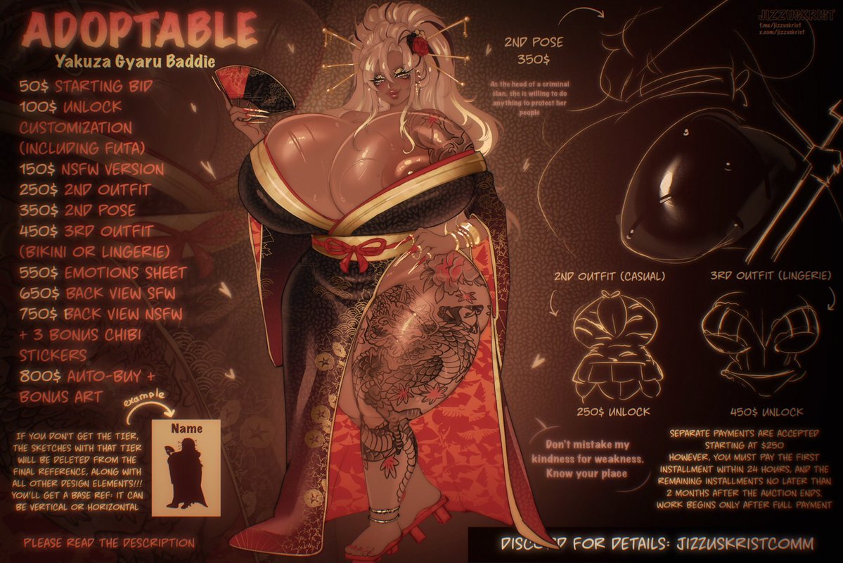 JIZZUSKRIST's tweet photo. Adoptable Yakuza Gyaru ❤️‍🔥

Still available, SB is 50$ 🥰 https://t.co/WHMIZGTjDF