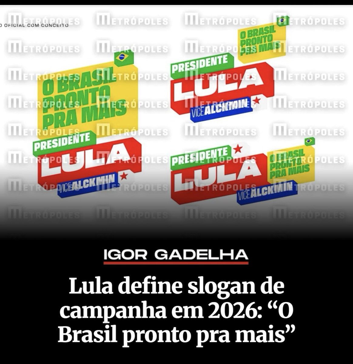 MARINESARALDI's tweet photo. Candidato à reeleição em 2026, o presidente Lula terá como slogan de campanha a frase: 

“O Brasil pronto pra mais"
Mais o Que pelo amor de Deus..🤣 https://t.co/A6djMaWPX3