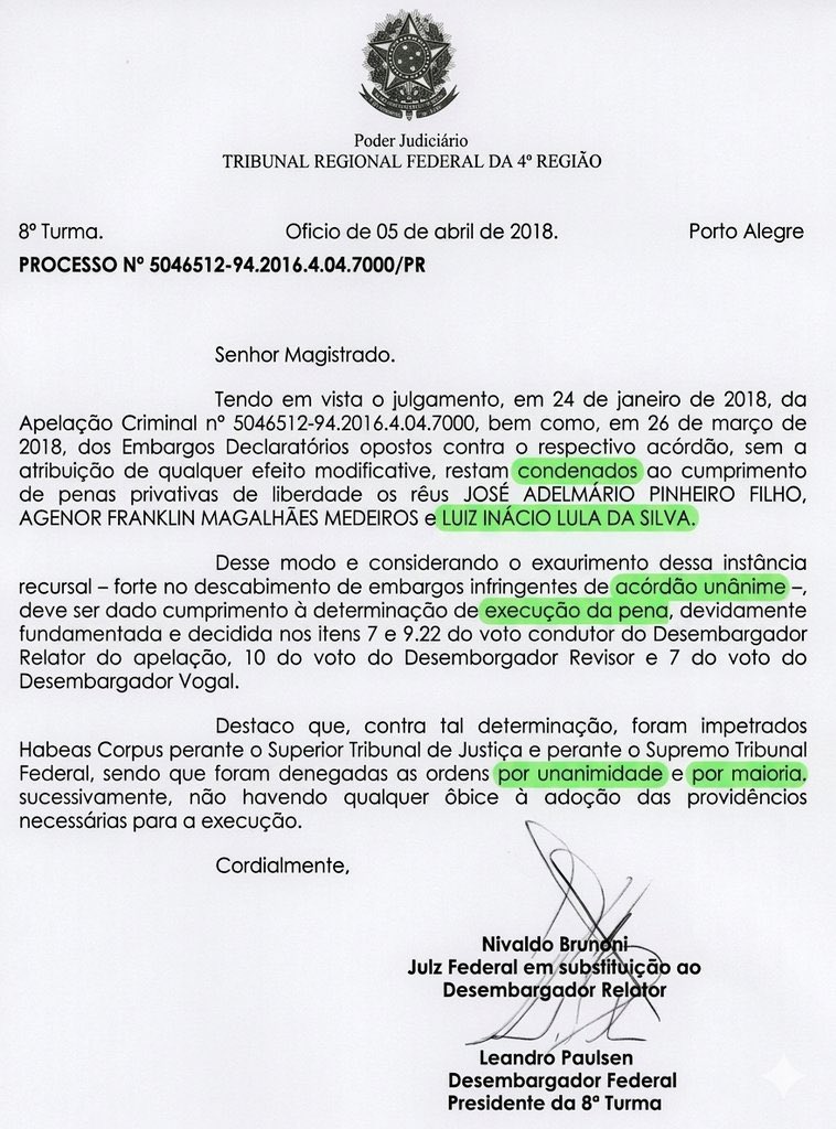 JeffreyChiquini's tweet photo. Lula é corrupto, SIM!

A anulação dos processos por incompetência territorial não o tornou inocente. Lula NUNCA foi inocentado dos fatos de corrupção!

Rasgar uma certidão de óbito não ressuscita o morto. https://t.co/KuaRJ5GRQE