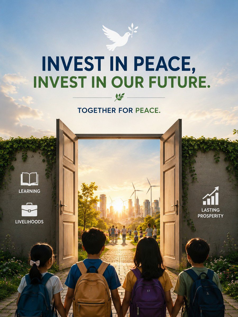 CherryChomu's tweet photo. The greatest investment we can make is in peace. It opens doors to learning, livelihoods and lasting prosperity for all. #TogetherForPeace  #UnitedForPeace https://t.co/ZExRXZnl1W