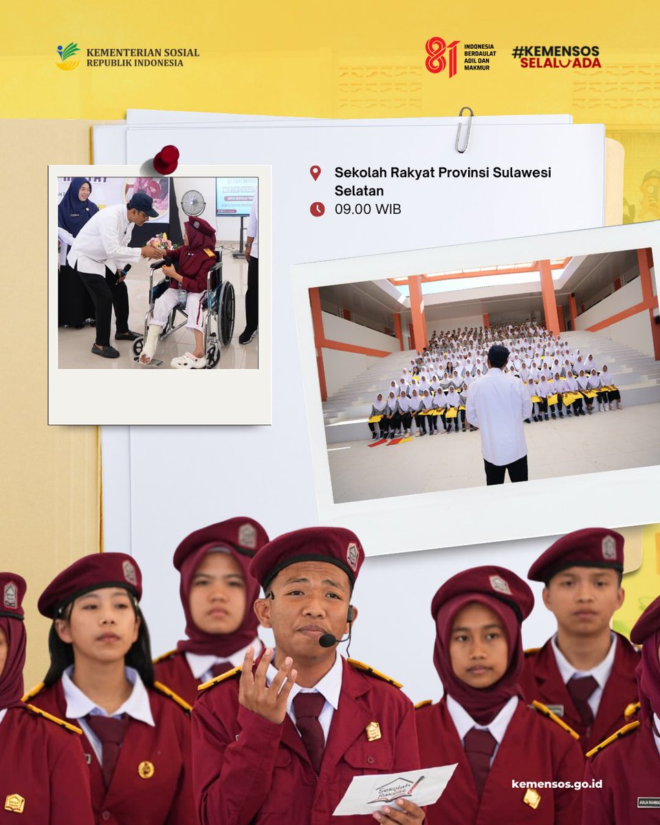 KemensosRI's tweet photo. #SelaluAdaKabarBaik dari Sekolah Rakyat Provinsi Sulawesi Selatan! ✨
Paper mob 190 siswa, Tari A’Bulo, hingga Tari Empat Etnis menjadi bagian dari kunjungan Mensos Gus Ipul dan Gubernur Sulsel Andi Sudirman Sulaiman.
Seperti apa keseruannya? Simak selengkapnya di grafis berikut. https://t.co/GmjTkVhyf9