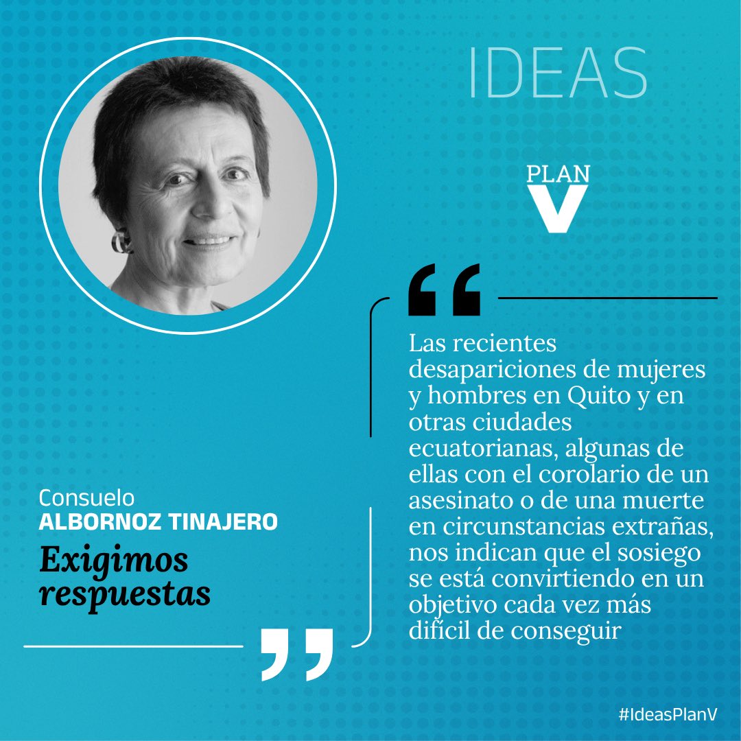 revistaPlanV's tweet photo. #IdeasPlanV | Exigimos respuestas
La nueva columna de #opinión de @consualbornozt. https://t.co/Jq0MpKJBk6 https://t.co/D4R20otyTY