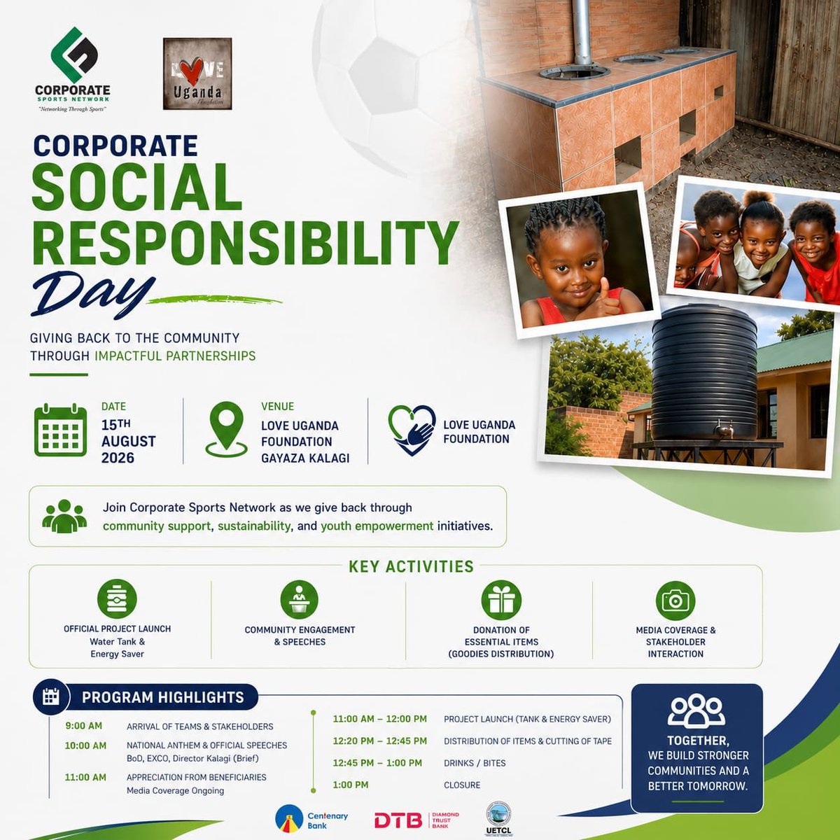 corporates256's tweet photo. It’s more than a game. It’s impact! 💚
CSN CSR Day | 15 Aug 2026
Love Uganda Foundation, Gayaza Kalagi
Water Tank Launch + Donations + Community Service
Show up & make a difference! 🤝
#CSRDay #LoveUganda https://t.co/G0S5xNGI1R