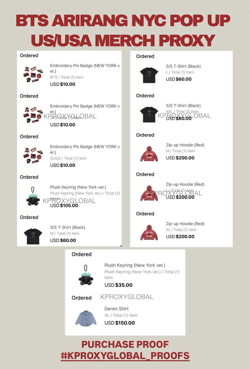kproxyglobal's tweet photo. BTS ARIRANG NYC POP UP MD

Batch 1 Ordered
#kproxyglobal_proofs

Taking orders, can order bulk. 
Please dm if interested 💕 https://t.co/UhwekiLVt4