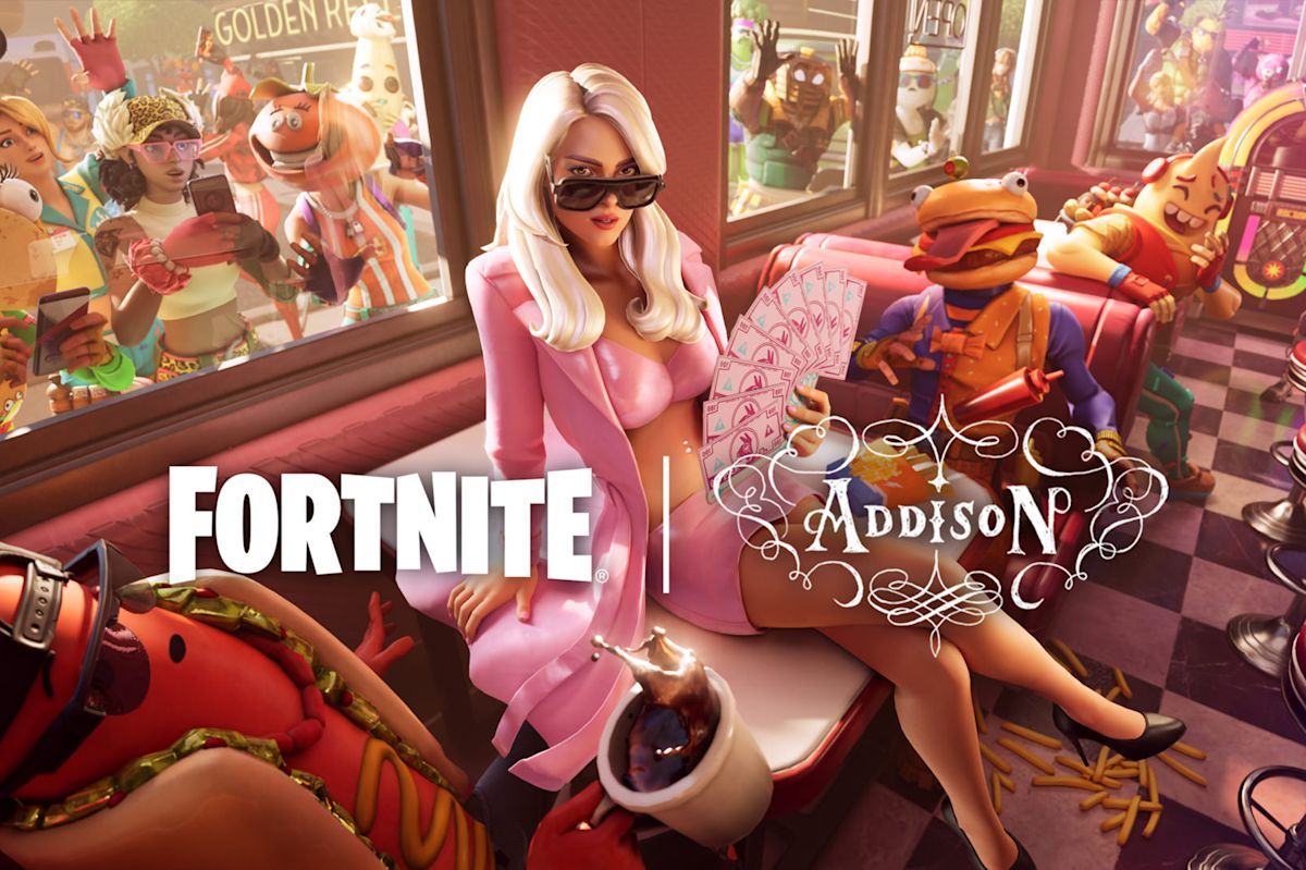 YahooEnt's tweet photo. Addison Rae is bringing her Y2K pop aesthetic to the pictorial world of Fortnite.

The pop star's game debut includes skins inspired by her "Fame is a Gun" music video, replica tour outfits, Jam Tracks and more. https://t.co/cBUQ6eXJlv https://t.co/r8jN1krdHO