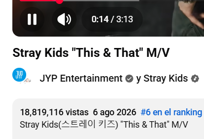 lady_cl4ws's tweet photo. Nos falta 1M de vistas para que This &amp; That de Stray Kids logre sus 20M en 24h por primera vez 🫡, vamos STAY ! https://t.co/QPuObMTe5L