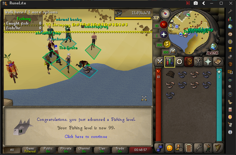 Bosby_'s tweet photo. for the last 2 years and 3 months i have been leveling a runescape account by fishing only shrimp, the lowest level fish. tonight, i hit 99 https://t.co/EfooGQuKqq
