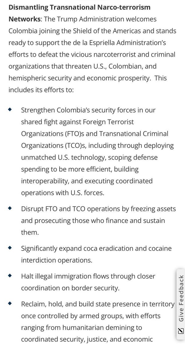 MaclaPosada's tweet photo. ¡Estados Unidos volvió a confiar en Colombia!

El Departamento de Estado anunció un paquete de ayudas por US$1 billón para el país, con estos puntos:

Fortalecer la Fuerza Pública.
Perseguir los bienes de los grupos ilegales.
Reducir los cultivos ilícitos.
Recuperar el control de zonas con presencia de grupos armados.
Proteger a los niños del reclutamiento forzado.
Prevenir los efectos del fenómeno de El Niño.
Fortalecer el sector energético.
Conectar a los emprendedores colombianos con compradores estadounidenses.
Mejorar la infraestructura portuaria, digital y energética.

Recuperar la relación con nuestro principal aliado comercial y militar es clave para el desarrollo de Colombia, después de cuatro años de declaraciones irresponsables y caprichos presidenciales.
