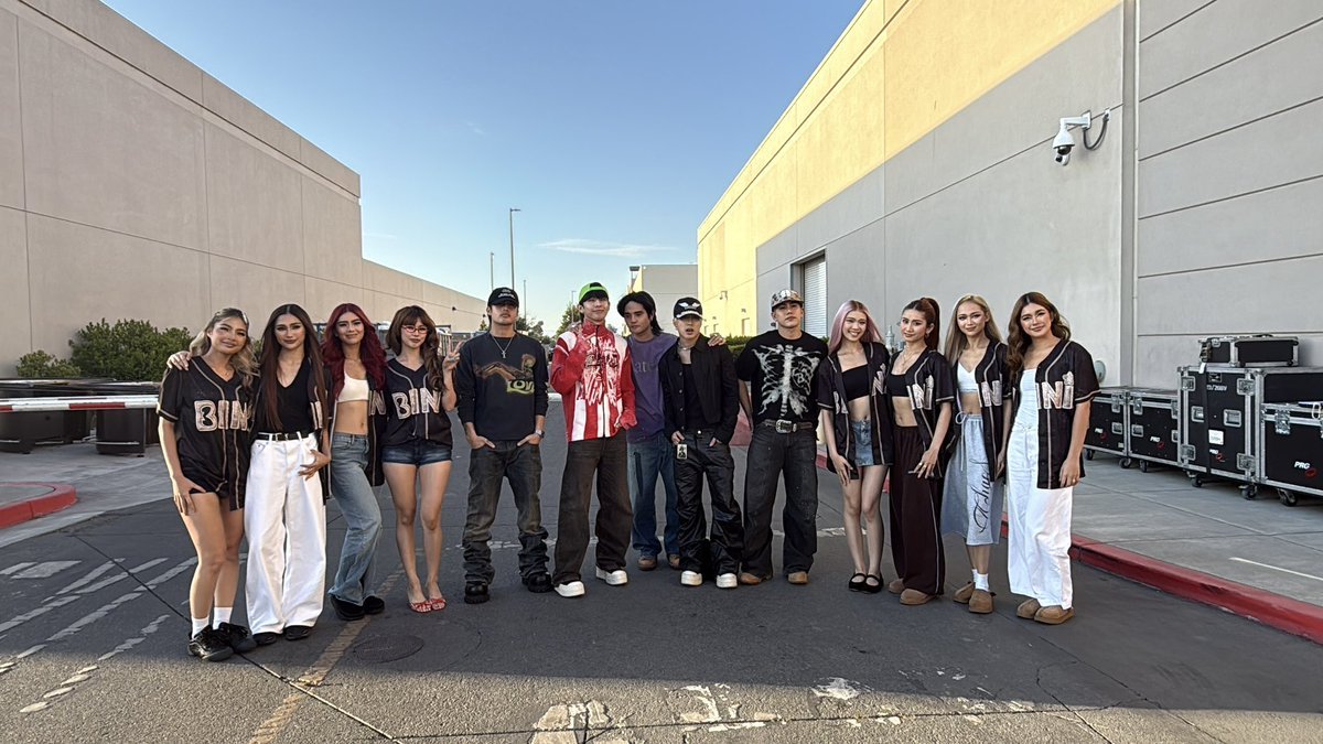 AllAboutBINIPH's tweet photo. #BINI and SB19 (@SB19Official) are together in Rohnert Park, California.

— The two powerhouse P-pop groups were spotted filming collaboration content, with SB19 also set to watch BINI's "SIGNALS: World Tour 2026" concert tonight. (via. MJ Felipe | ABS-CBN News) https://t.co/QYnvM4NBNG