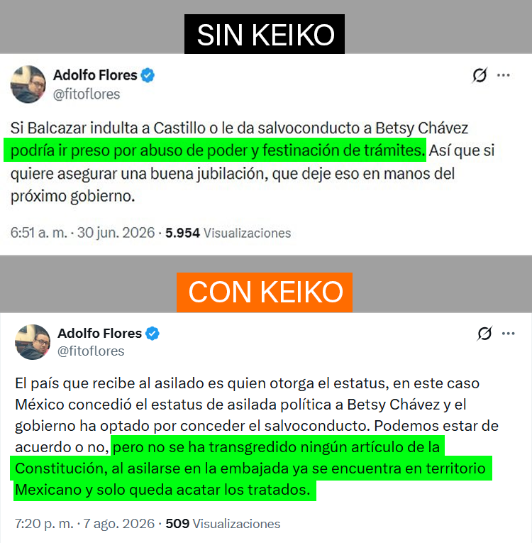 ElmerAyala_PE's tweet photo. Sobre el asilo en México de Betssy Chávez.

Troll promedio del 'fujiporkysmo' vira a la defensa del salvoconducto otorgado a Chávez. ¿De dónde se digita esta directiva? https://t.co/yCW7kdgCzp