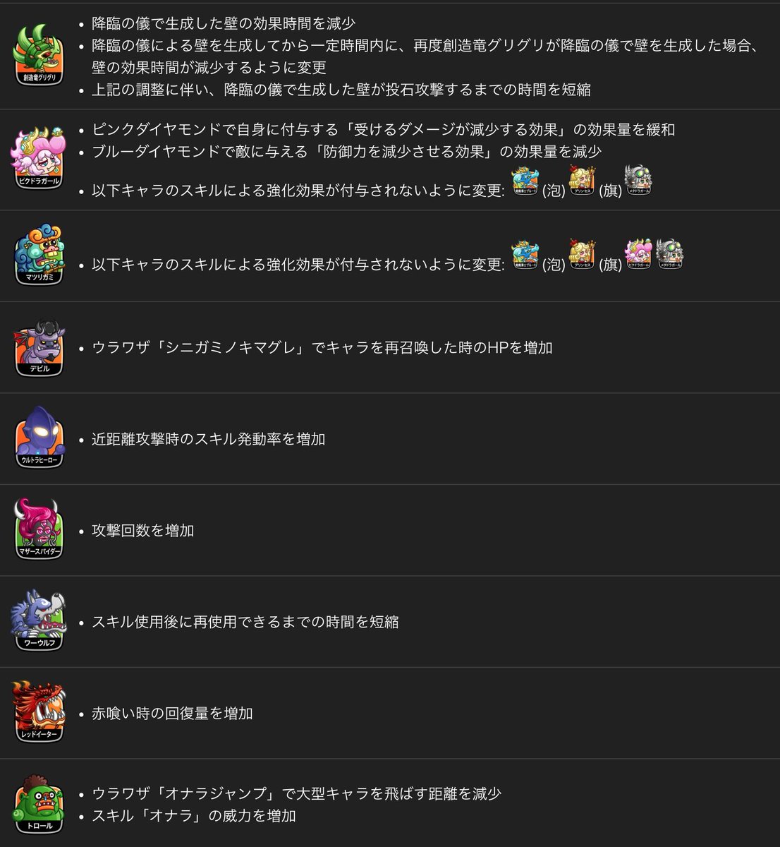 kong_loverrr's tweet photo. 2026/8/7バランス調整内容まとめ https://t.co/N3gTBAJSxy