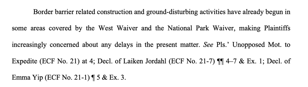 travisbubenik's tweet photo. Things are speeding up in one of the lawsuits challenging the Trump admin's Big Bend area border barrier plans. Plaintiffs asked for a hurry - govt. has now asked a judge to rule in its favor.

Media outlets - here's the docket - sign up for alerts: https://t.co/m531vDiXZM https://t.co/meboUQoSVC