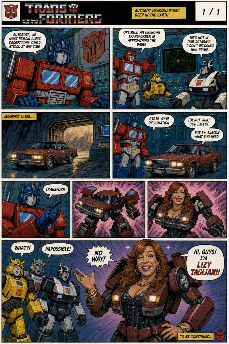 AngusFreyr's tweet photo. Cuando el Decepticon era… ¡Lizy Tagliani!
Los Autobots nunca estuvieron preparados para esto 😂🤖💃

#LizyTransformer #TransformersArgentina #NoWay
#TransformersArgento #LizyTagliani #MoreThanMeetsTheEye #AutobotsVsLizy
#TransformersParodia #LizySeTransforma
#HumorArgento #ComicArgentino #OptimusNoEstabaListo #NoWayLizy
 #TransformersArgento #LizyTagliani  #MoreThanMeetsTheEye #AutobotsVsLizy #HumorArgento

¿Querés una versión más larga tipo hilo, más agresiva o con emojis extra?