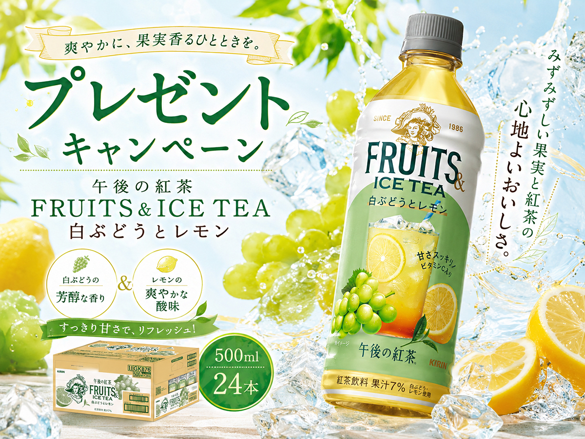 UPUP_JP's tweet photo. 第416回👉#明日最終日

『 #キャンペーン実施中』

キリン  午後の紅茶 FRUITS &amp; ICE TEA 白ぶどうとレモン 500ml 2⃣4⃣本(〃∇〃 )))❤️がもらえる！　
抽選で6⃣名様に #プレゼント🎁 

〽️応募方法
・@UPUP_JPをフォロー
・この投稿をRT＆いいね　
⏰〆切：8/9（日)23:59迄

#懸賞
#拡散希望 https://t.co/8XaijSM7K2