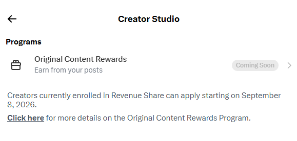 rehan0307's tweet photo. X just completely overhauled its creator payout system. 🧵
The era of passive engagement farming is officially over. X is sunsetting its legacy Revenue Sharing program and shifting entirely to the new Original Content Rewards Program.
What you need to know:
📍 Old Plan Ending: Existing participants get 3 final payouts (Aug 14, Aug 28, and ~Sept 11). New enrollments for the old plan are closed.
📍 Re-Application Required: Applications for the new program open September 8
📍 Only Original Content Earns: Aggregators, reposters, and engagement baiters are being sidelined. Payouts are tied strictly to verified impressions on original posts.

Not everyone will qualify for the new tier.