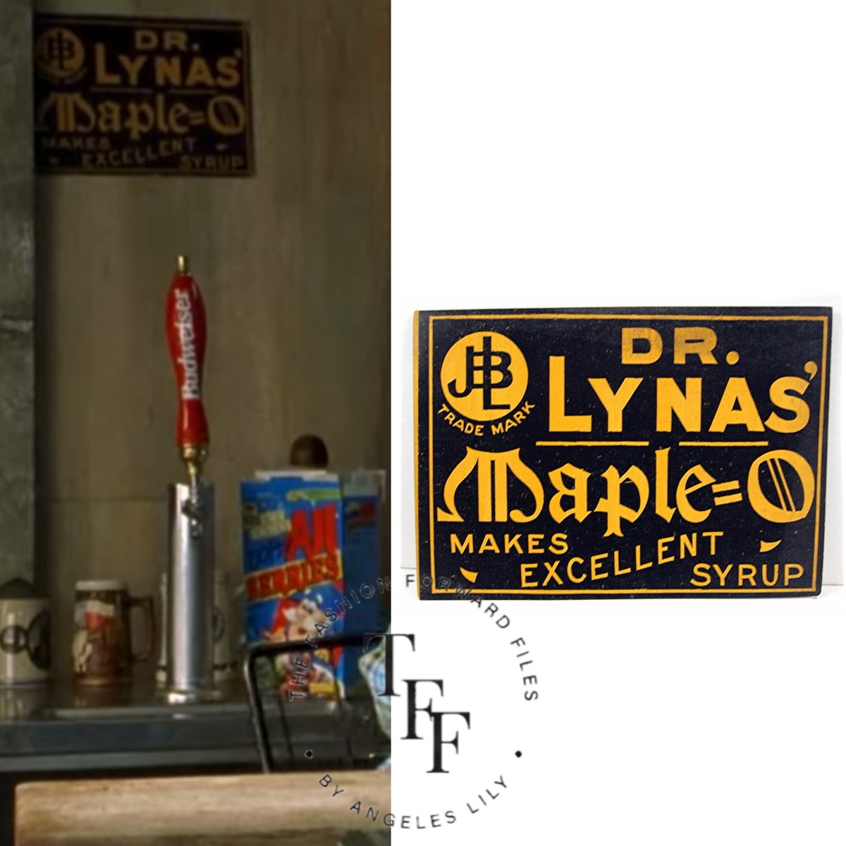 FashFwrdFiles's tweet photo. In Big Daddy there is a vintage Dr. Lynas' Maple-O advertising sign from the early 1900s, likely circa 1910-1920. #bigdaddy #vintage #1900s #1920s #drlynas https://t.co/wq0Ylt3rxT