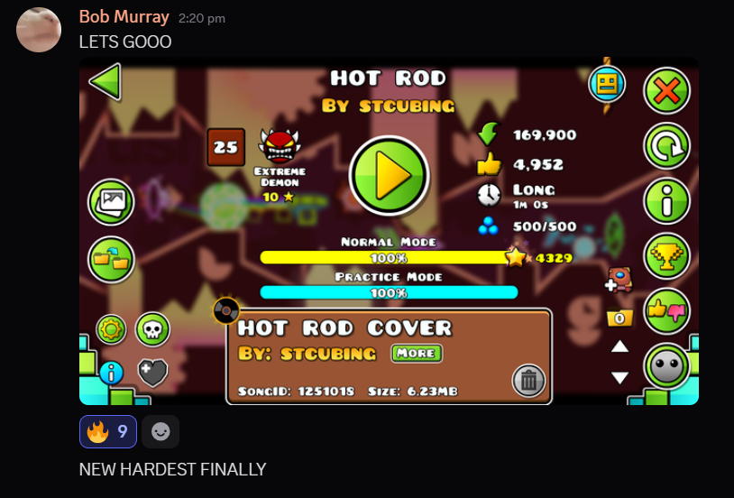 newzealandgd's tweet photo. .@BobMurray811 has beaten Hot Rod as a new hardest! 

This also makes it the new hardest demon completed in Otago https://t.co/LBABYGPEsC