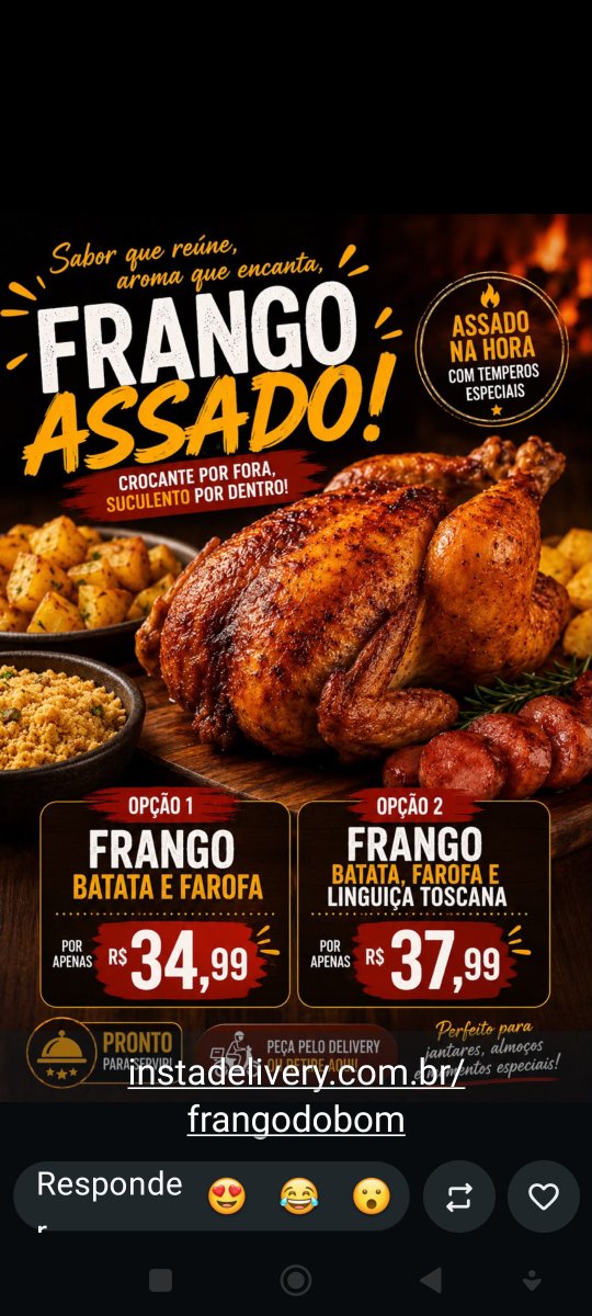 walker733445566's tweet photo. Frango Do Bom: Sabado e domingo pede um franguinho! Experimente um saboroso frango assado e não se preocupe com a cozinha!

Peça já o seu!

💲 O frango aparti de R$ 34:99

⏰ Abertos até 16hrs

📞 WhatsApp (21)97083-0276

🏍️ Temos delivery
Frango Do Bom: https://t.co/BYiB1mtddL https://t.co/nanVkMJRge