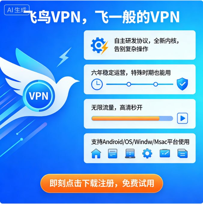 scoudyy_vpn's tweet photo. 🚩想翻墙就选飞鸟VPN加速器，速度与稳定兼得！

海量优质节点，直连热门国家与地区

🚀小火箭专用高速通道，延迟低、体验丝滑

老用户口碑认证，抗封锁能力强，长期安全使用 

👉免费试用链接：https://t.co/KeplGRWWXW https://t.co/4iBL84C3BC