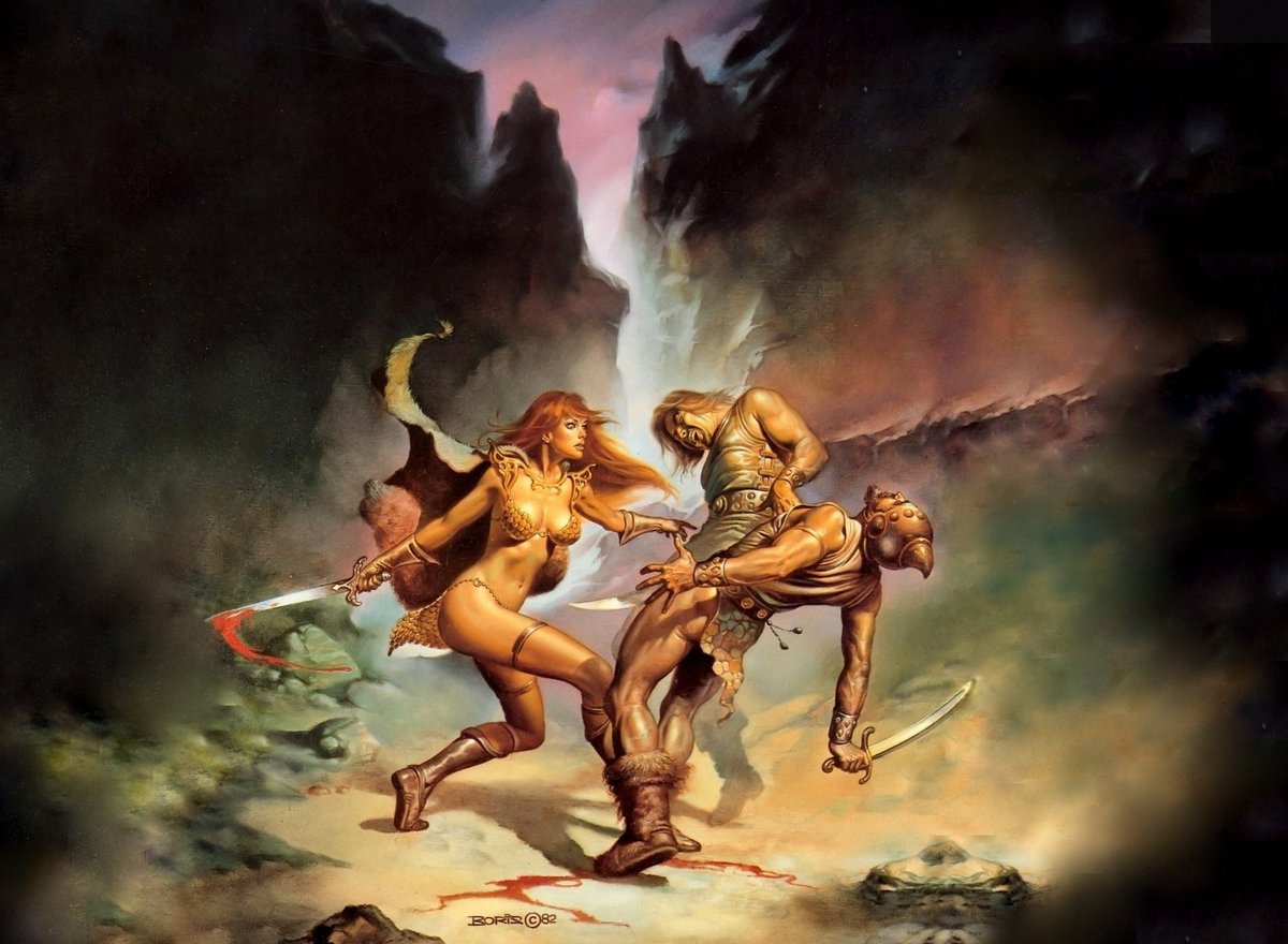 rjoftheisland's tweet photo. Celebrating Sword and Sorcery art. Inspiration for my upcoming graphic novel, #CROMtheDestroyer. #FantasyArt #Conan #CROM #SwordnSorcery #DnD #RedSonja #CROMtheDestroyerAvailable @ https://t.co/dgXucgZ7XE https://t.co/0TozTPoNKi