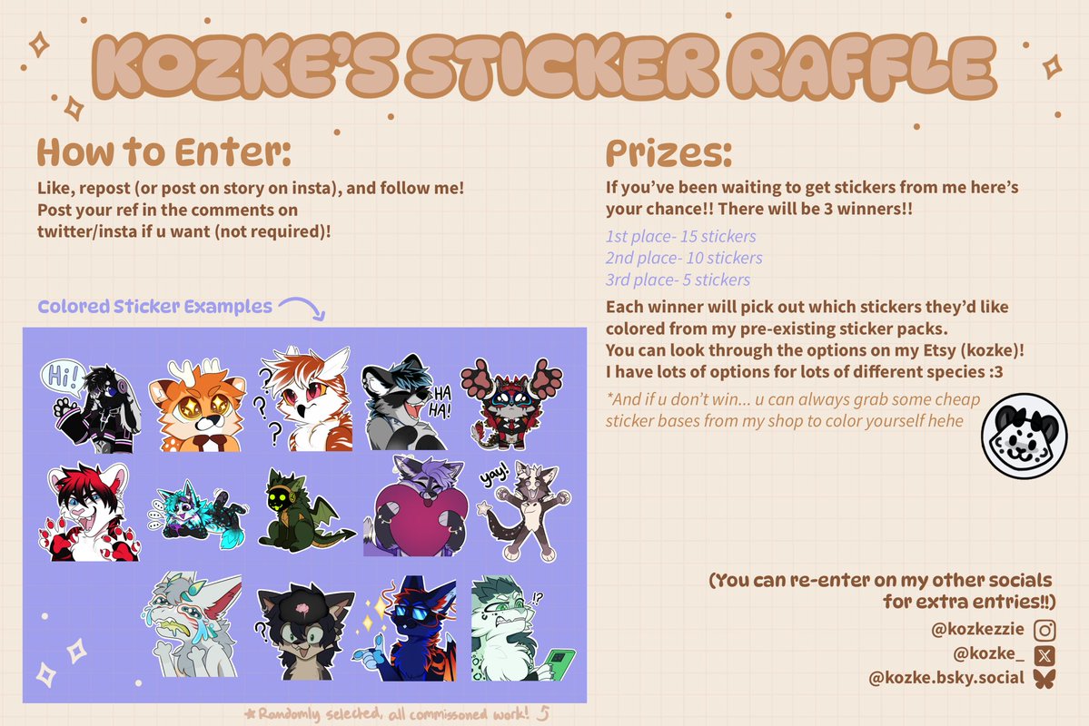 kozke_'s tweet photo. YAYYY its been forever since ive been able to do a raffle!! ✨💛 im so excited!! 

⭐️HOW TO ENTER: 

• like this post
• Repost
• Follow me
(and add a sfw ref in the comments if you want!!)

Ends on August 20th
#furry #furryraffle #furrybase #furryart #furryych https://t.co/qYroQsTsqf