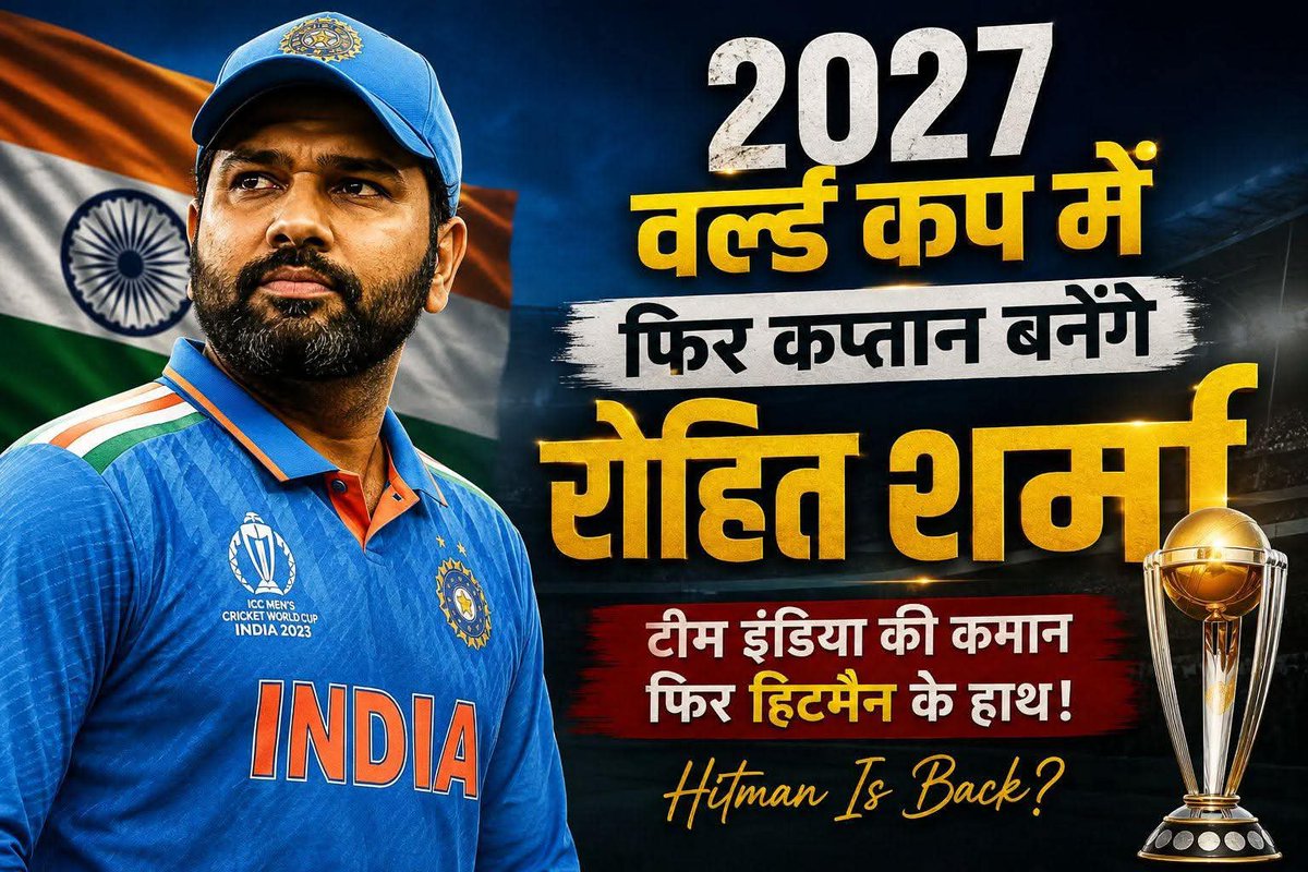 Parmar_boy007's tweet photo. 🚨 2027 वर्ल्ड कप में फिर कप्तान बनेंगे रोहित शर्मा? 🇮🇳🔥
सोचिए… अगर 2027 वर्ल्ड कप में एक बार फिर टीम इंडिया की कमान रोहित शर्मा के हाथों में आ जाए तो? 😱
हिटमैन ने अपनी कप्तानी में भारत को 2023 वनडे वर्ल्ड कप के फाइनल तक पहुंचाया और 2024 टी20 वर्ल्ड कप में चैं https://t.co/Offuvv5jvK