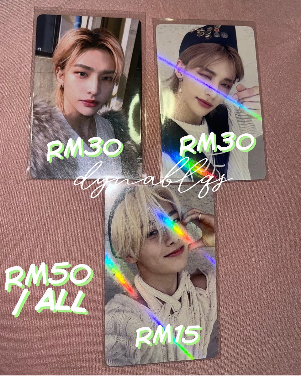 dynaazuhaa's tweet photo. WTS ❣️HYUNJIN I.N POB
SELL AND SET ONLY

PRICE IN PICTURE~ 
ALL 100% ORIGINAL AND ON HAND

(if you want hyunjin must take i.n too)

📌postage RM 9 wm RM 14 em
📌dm or comment to buy 

#pasarstraykids #pasarskz #pasarstraykidsMY https://t.co/FjvV1snz9D