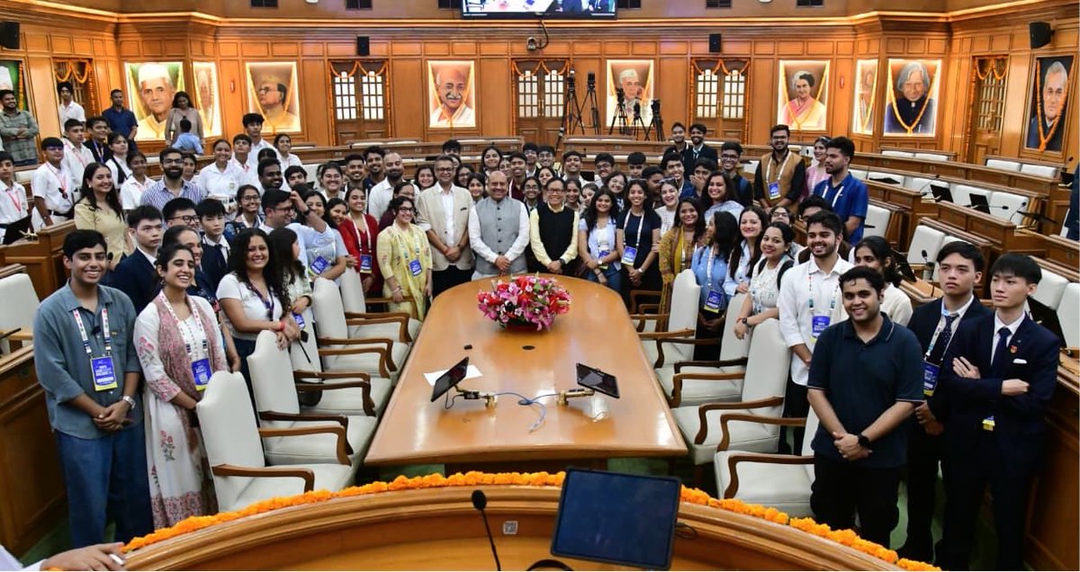 DelhiAssembly's tweet photo. Today, participants of the BRICS Chamber of Commerce & Industry Youth Leadership Dialogue 3.0, an international leadership programme, visited the Delhi Legislative Assembly.

On this occasion, the participants had the opportunity to interact with Hon’ble Speaker Shri @Gupta_vijender Ji and gain insights into India’s democratic institutions, governance, public policy and the role of young leaders in shaping the future.