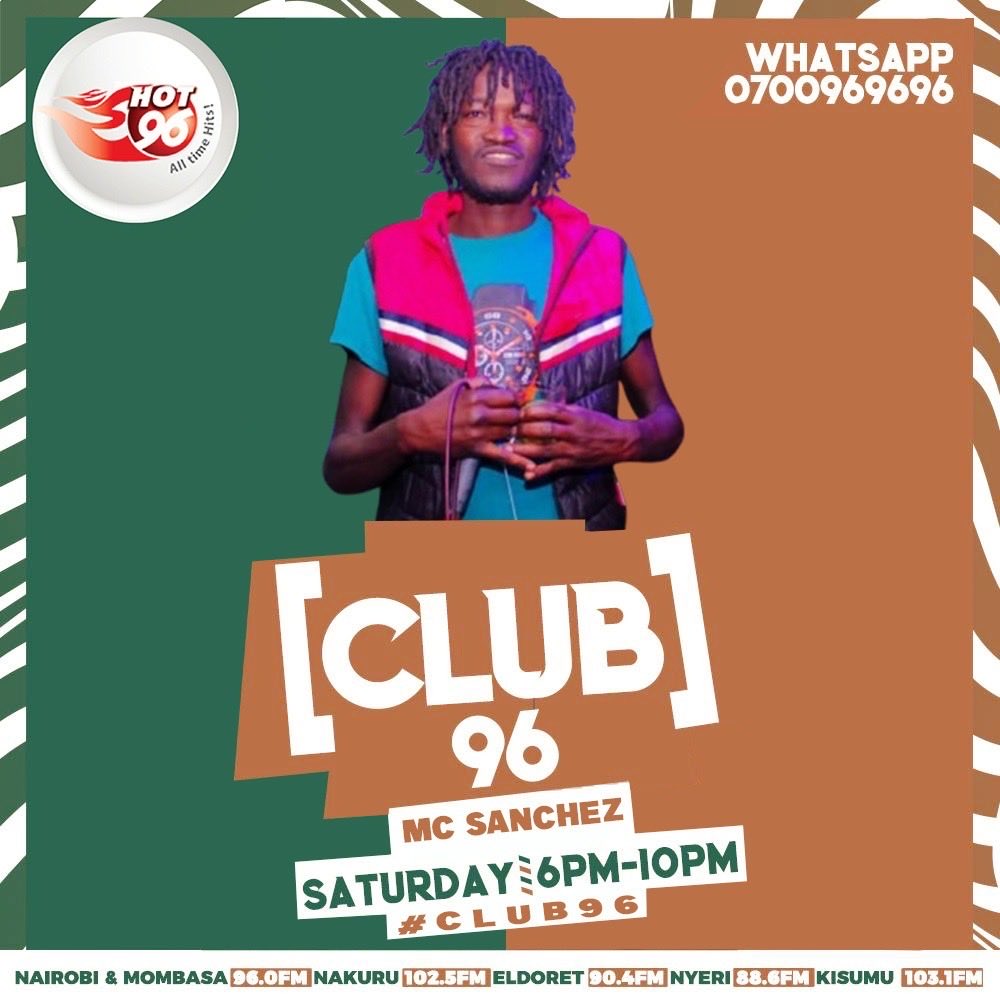 Hot_96Kenya's tweet photo. Sherehe ya leo #Club96 ni balaa! π Come with your friends from 6pm to 10pm, for nothing but great music and good vibes! We have an amazing line up for you; DJ Narcos alongside MC Sanchez and DJ Frisky π Usikose, tutakuwa na furaha tupu! πΊπ See you at 6pm https://t.co/IgD1FG5DoV