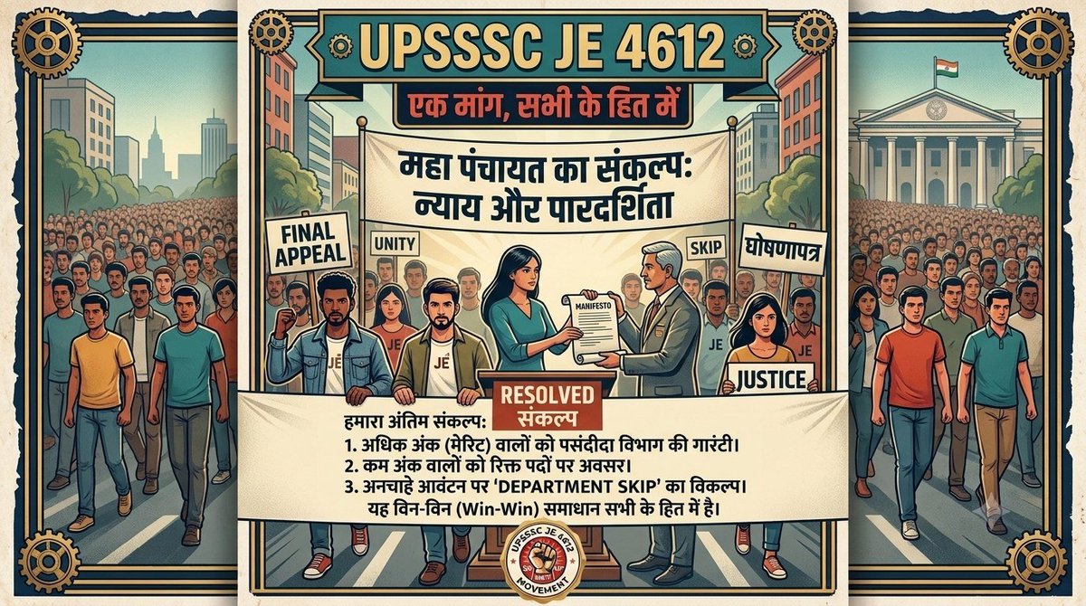 Neeraj05Kumar's tweet photo. माननीय आयोग, समतावाद और सामाजिक न्याय के सिद्धांत का पालन करे, UPSSSC JE 24 भर्ती की dv में department skip का अवसर दे 
#UPSSSC_JE_ALLOW_DEPARTMENT_SKIP https://t.co/IWFK4oOFNU
