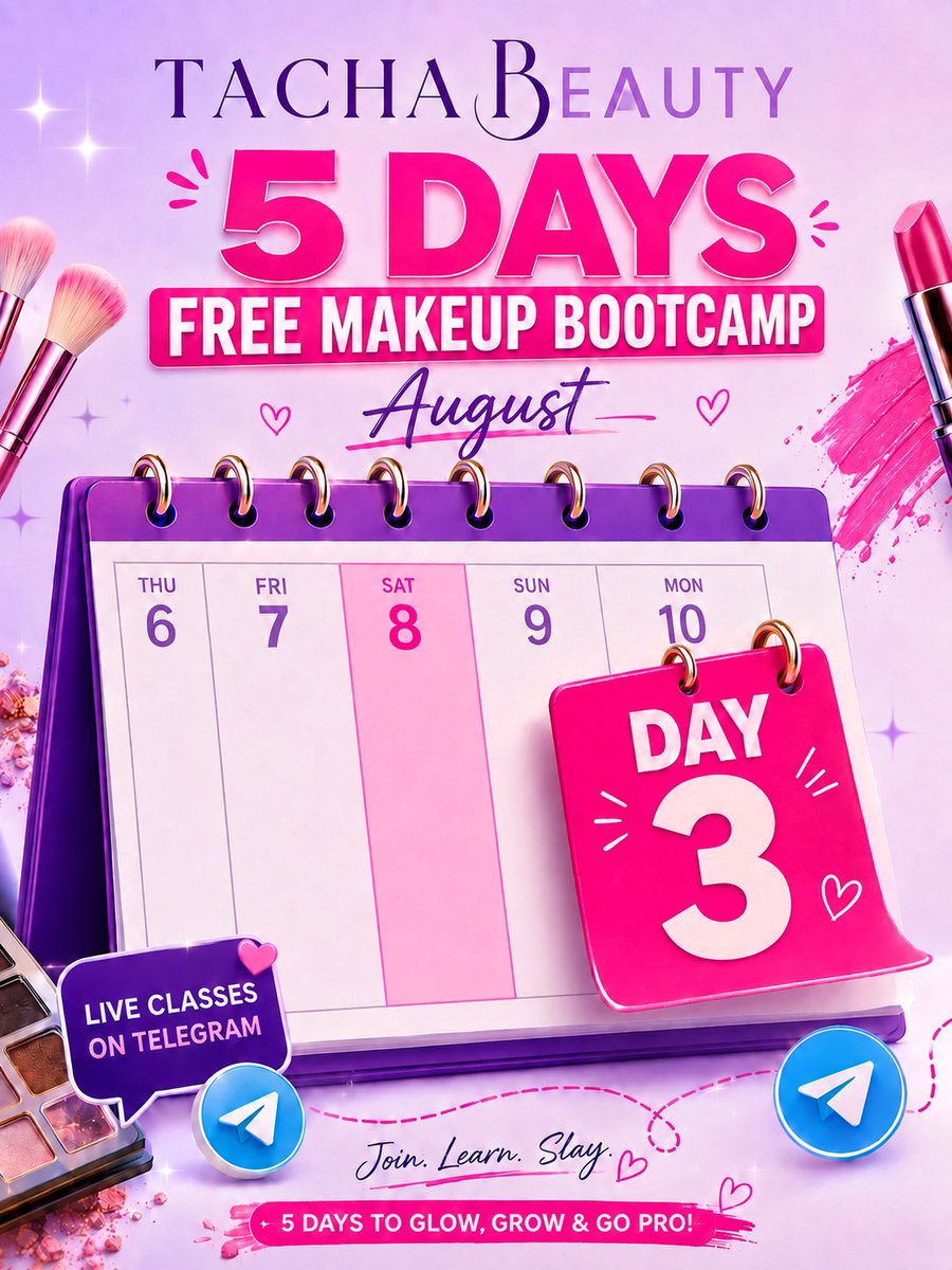 TachaBeautyHQ's tweet photo. Day 3 is here!!💜

If you’re not inside, you’re missing out!! 

Swipe to Join us 👉

Drop “ACTIVE” in the comments 👇 if you’re showing up today. 

#tachabeautyhq #makeupbootcamp https://t.co/p7xZLjDo2U