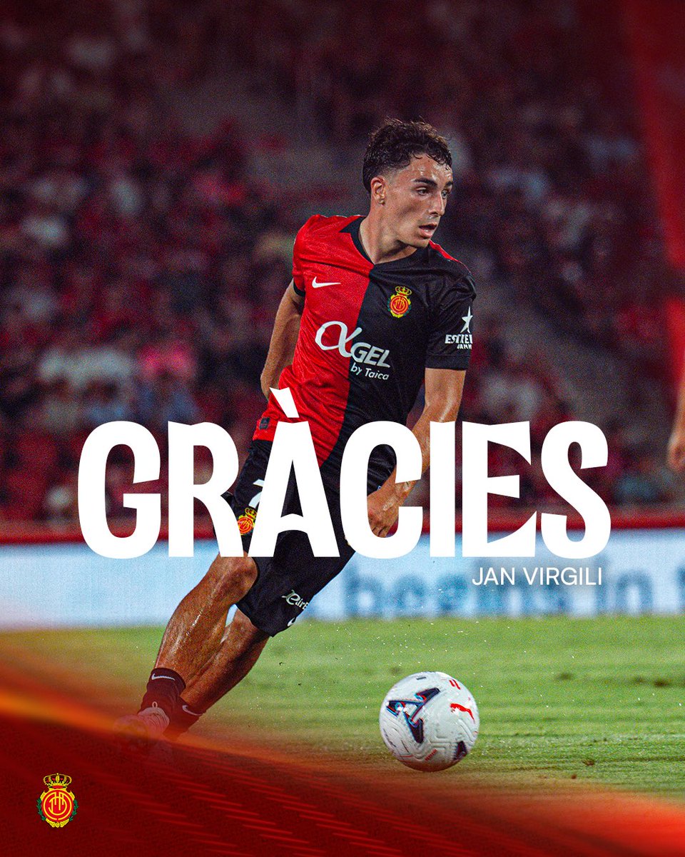 RCD_Mallorca's tweet photo. Jan Virgili pone fin a su etapa en el RCD Mallorca después de que el Club Brujas KV haya ejecutado la cláusula de rescisión del futbolista.

El Club le agradece su desempeño en la entidad y le desea suerte en el futuro ❤️🖤 https://t.co/o7Qi0OEn6p