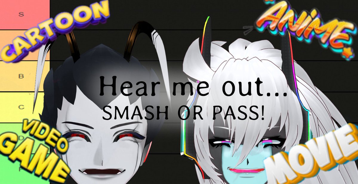 DIGIVRALIE's tweet photo. Hear me out...Is there an anime/VG/cartoon character you think is weirdly attractive, a guilty pleasure, underrated, or was your first crush? Join me and @ThatStinga first Smash or Pass Tierlist, where we hear you out and decide for ourselves! Deadline 8/14/26!
submit PNGs below! https://t.co/F8xUk9WmhS