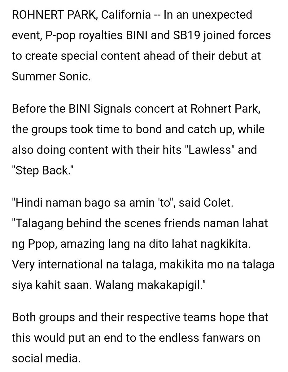 _justjhoaiah2's tweet photo. “Talagang behind the scenes friends naman lahat ng ppop.” -COLET

“Minsan kasi yung nangyayari online, it's too much and in reality we're just chill.” -AIAH

“Walang war, We genuinely support each other.” -GWEN

“Walang problema or anything. Hindi na po siya dapat pag-usapan pa” -STELL

I hope the unnecessary fanwars can finally stop. They’ve said multiple times that they’re friends behind the scenes and that they genuinely support each other. If there’s no war between them, hopefully we can learn to chill too. Let’s support our faves without creating issues between the artists.