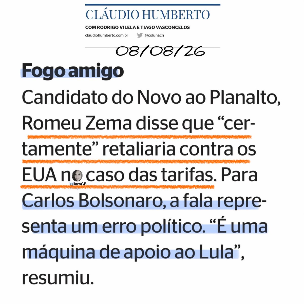 iaragb's tweet photo. Carlos tem razão‼️

Qualquer país civilizado no mundo negociaria com os EUA, assim como muitos fizeram; só não foi o caso do Brasil.

É isso que o Zema não está entendendo no contexto das tarifas. https://t.co/AgCbSLMzmV