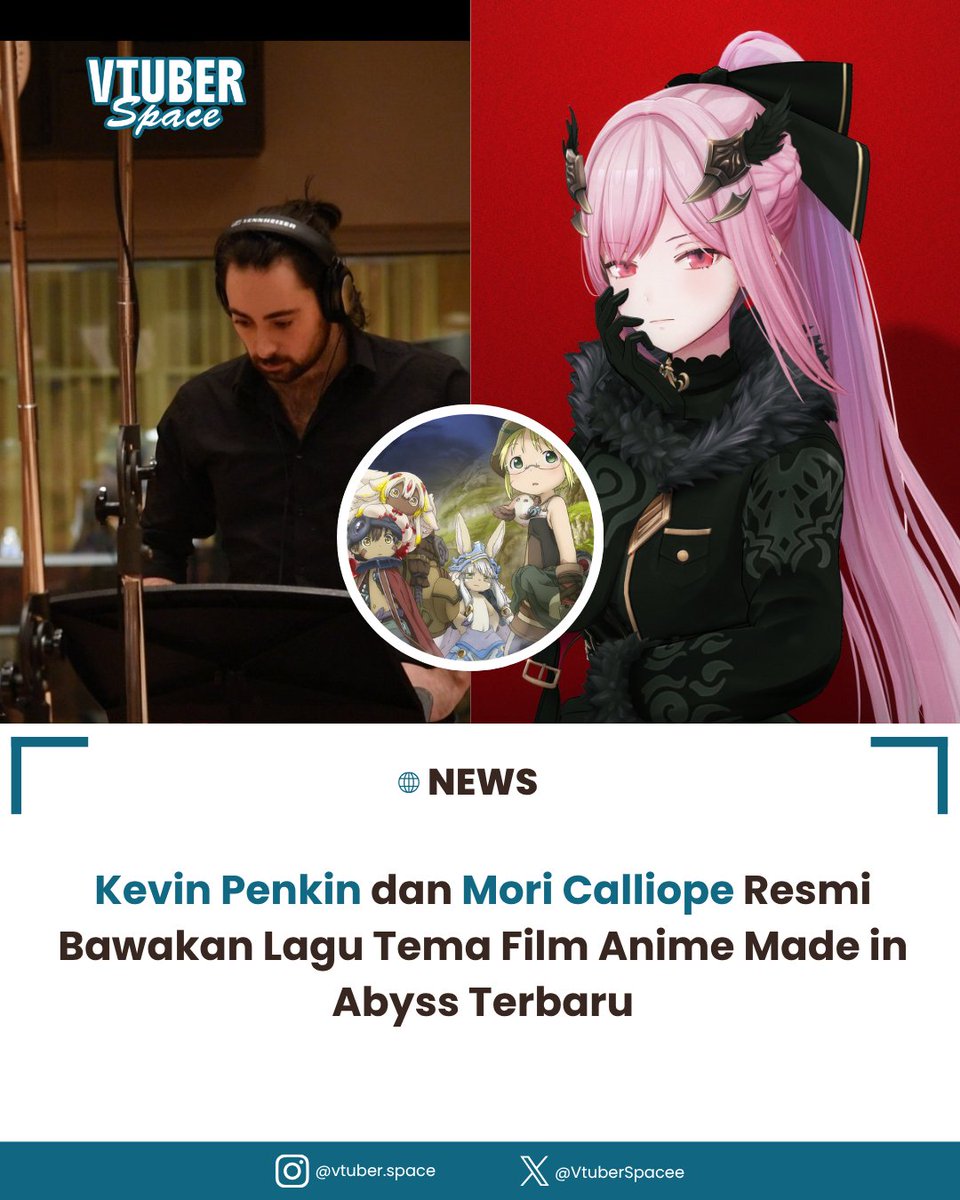 VtuberSpacee's tweet photo. Kevin Penkin dan Mori Calliope isi lagu tema "Chain of the Abyss" untuk film anime "Made in Abyss: Awakening Mystery". Calliope bertindak sebagai vokalis dan penulis lirik bersama Penkin. https://t.co/72hpzbadmL
