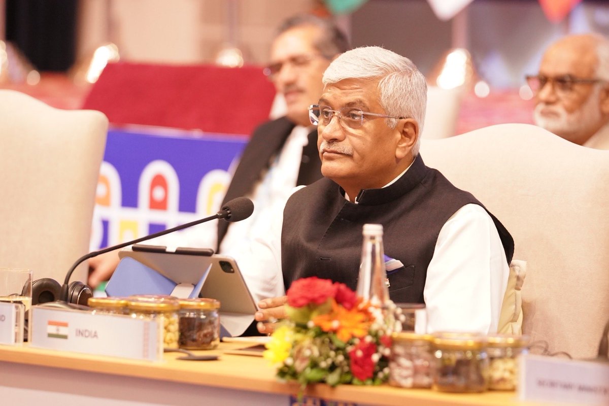 MinOfCultureGoI's tweet photo. The XI BRICS Culture Ministers’ Meeting in Bhopal, Madhya Pradesh, commenced with a traditional lamp-lighting ceremony, symbolising the illumination of knowledge, harmony and cultural unity.

Hon’ble Union Minister of Culture & Tourism Shri Gajendra Singh Shekhawat (@gssjodhpur), along with Heads of Delegation, including Ministers and Deputy Ministers from BRICS Member and Partner Countries, participated in the ceremony.

Shri Vivek Aggarwal, Secretary, Ministry of Culture; Shri Sudhakar Dalela, BRICS Sherpa and Secretary (ER), MEA; Shri Sheo Shekhar Shukla, ACS, Madhya Pradesh and other senior officials were also present on the occasion.

#BRICS2026 #CultureUnitesAll @BricsIndia2026