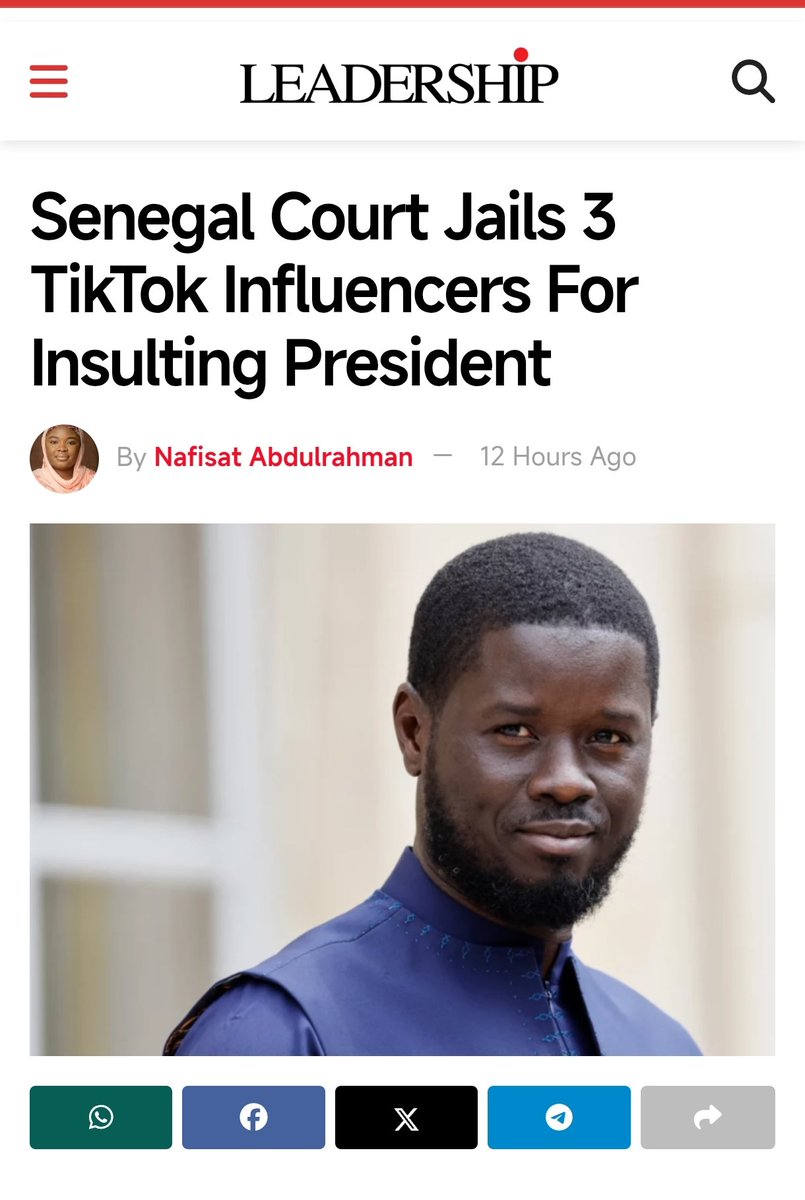 Ndatsu9ja's tweet photo. What is good for TikTokers in Senegal, should be good for Aluta-Without-Sense @sowore in Nigeria! Case closed. https://t.co/M86jq8eEmC