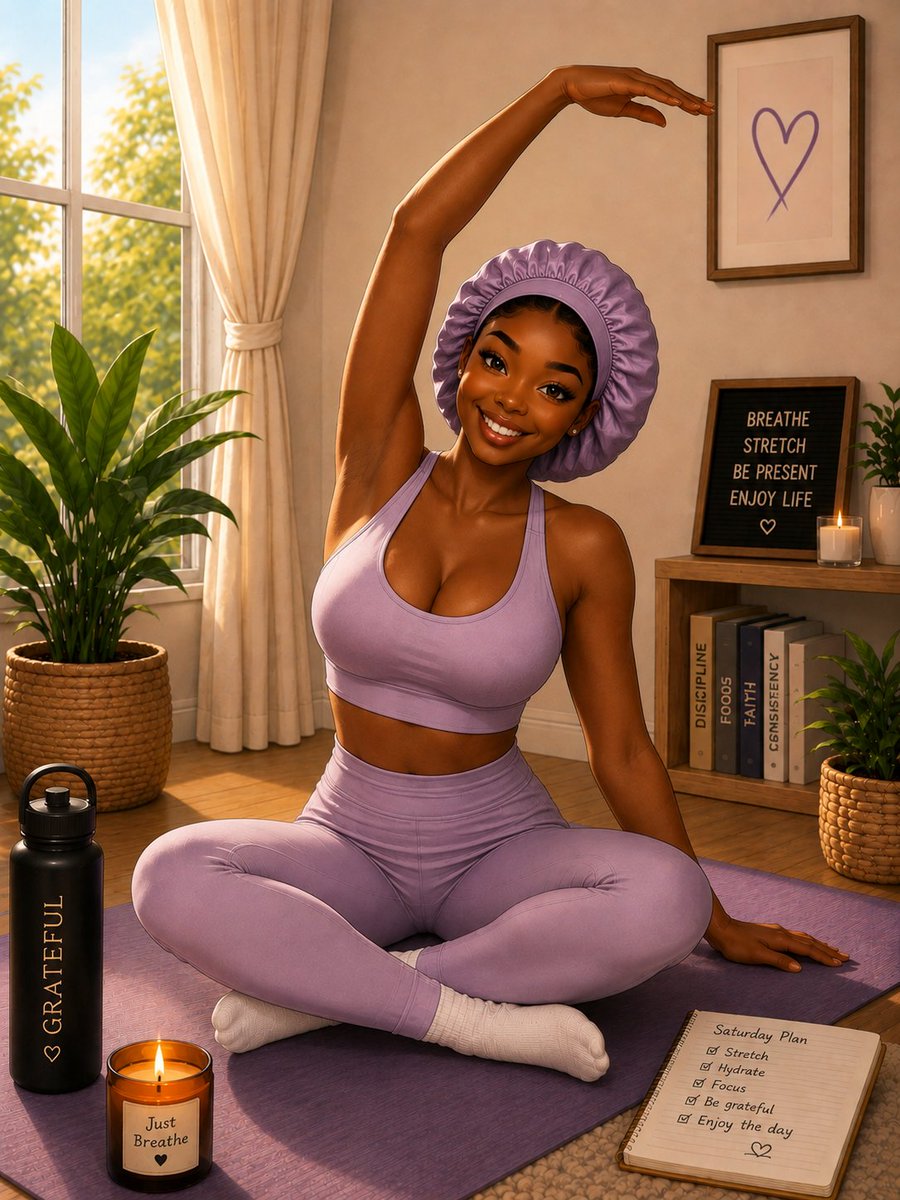 omot02's tweet photo. Good morninggg 

Saturday don reach, and today I no dey fight with anybody. 😂

Just me, my mat, small stretching and peace of mind. 

Make body no tell me say I don forget to take care of myself. 

Happy Saturday, my people! 💙 https://t.co/kiN26GgEBc