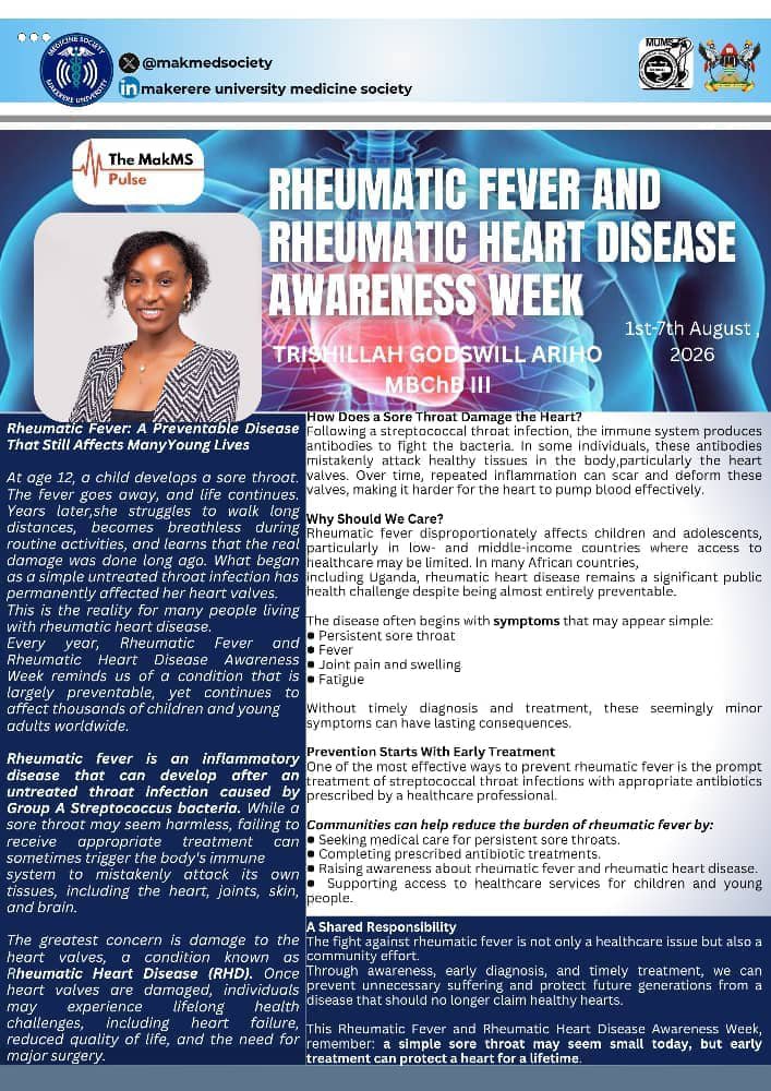 Trishilla_Ariho's tweet photo. What begins as a sore throat can lead to lifelong heart damage. Rheumatic fever is almost entirely preventable. #RHD #AwarenessWeek https://t.co/aR0csHT1D5