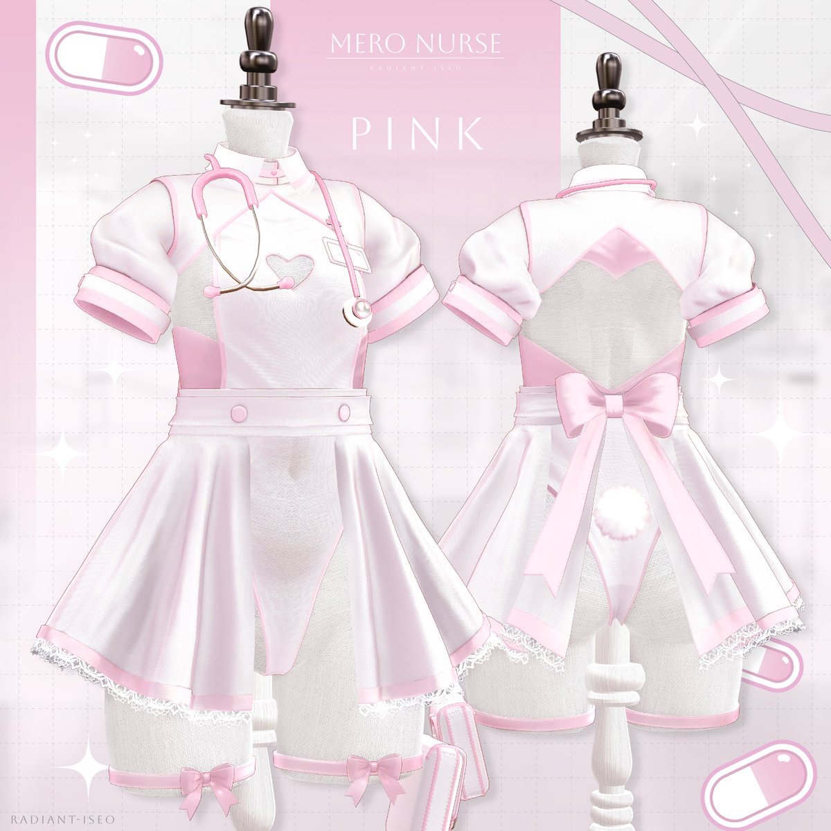Radiant_Iseo's tweet photo. 🩺🩷Mero nurse — PINK 🩷🩺

甘く、可愛く、ちょっぴり特別なナーススタイル。

ハートモチーフや大きなリボン、
レースのフリルをたっぷり詰め込んだ
「かわいい」をぎゅっと詰め込んだナース服です

あなたのための、とっておきのナース服を♡

#Radiant_iseo　#VRChat #VRC https://t.co/Nx3VvheLaR