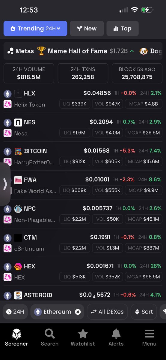 Pulseidon_'s tweet photo. ‼️🚨🚨ALERT ALERTT🚨‼️‼️

$HEX IS TOP #3 ON #ETHEREUM 

I dont think you guys know how major this is..

Earlier i mentioned how crazy it is #pHex is just pumping with 7Mil volume…

Ethereum has near ONE BILLION in volume…

Prepare for a major send… $Hex https://t.co/hqKwZbuViy