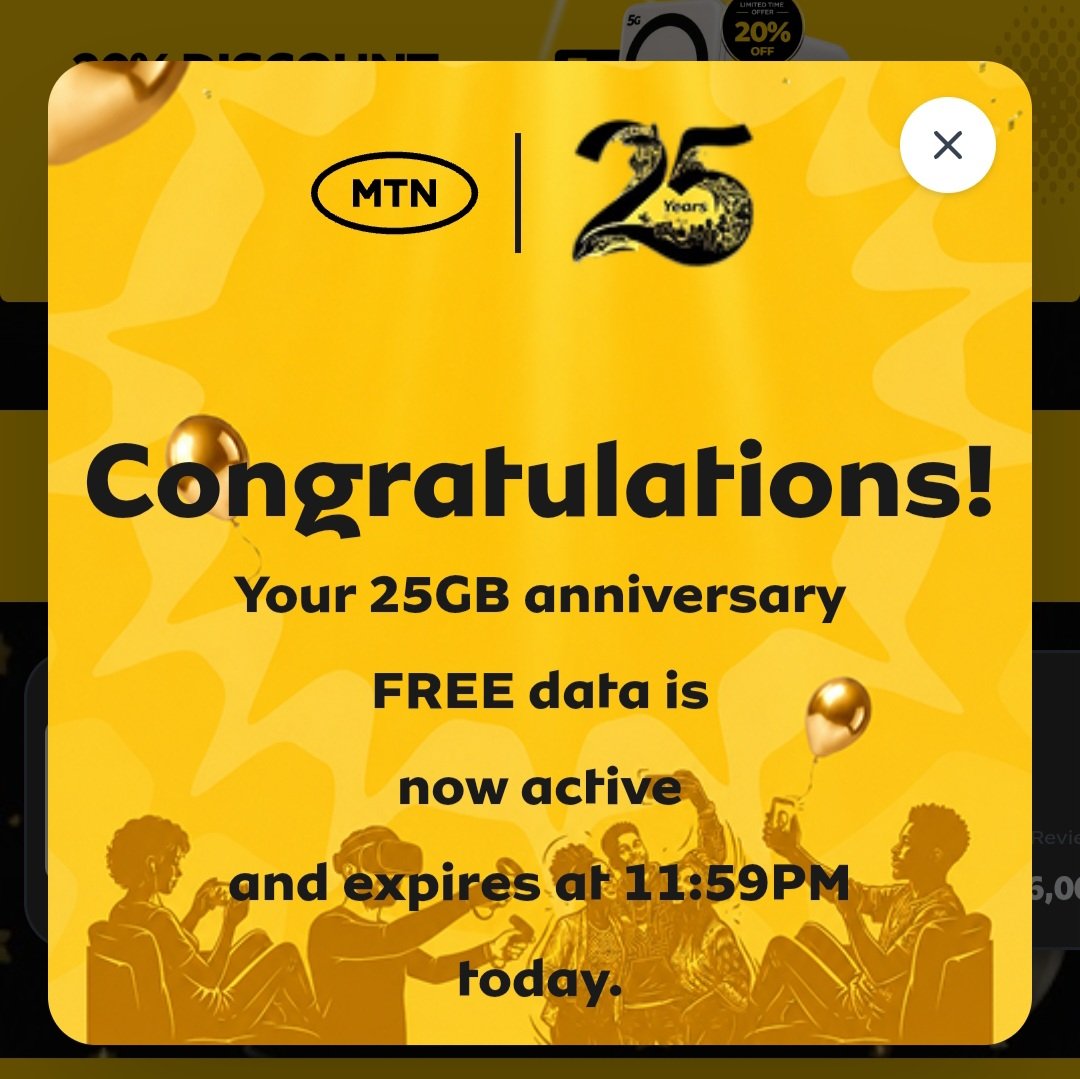 Nerd_Of_Nigeria's tweet photo. Free 25gb for MTN user 🔥

Update ur App
Click on MTN

Click on MtnEshop

Wait till e load and redeem ur 25gb ASAP

Another method to claim the free 25GB for those who couldn’t find where to claim it
Click the link below 👇 

https://t.co/PKleMSJD5o

Login in with your number
Once you login, ignore any error shown, just keep refreshing until you see the claim button.