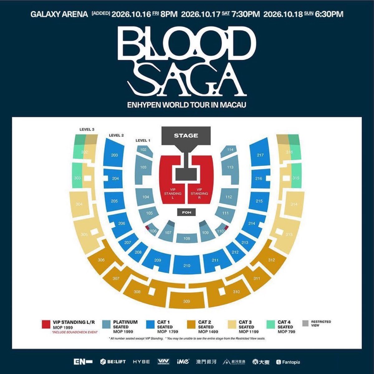 _Dede22y's tweet photo. [wts | want to sell] 
ENHYPEN WORLD TOUR 'BLOOD SAGA’ IN MACAU TICKET SELL 🇲🇴

📅 2026.10.16 ~ 10.17 ~ 10.18

🎫 VIP STANDING L/R
🎫 PLATINUM SEATED

side by side
interfans, okk

DM📥
#엔하이픈 #ENHYPEN
#EN_WORLDTOUR_BLOODSAGA #BLOODSAGA_IN_MACAU https://t.co/T3AmiClTjd