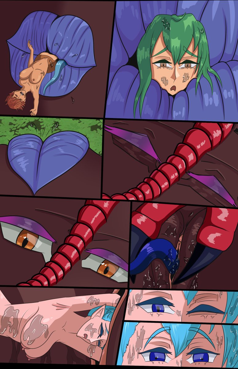 SaedraNSFW's tweet photo. It's #voreday, so #vore warning. I've not been able to prepare  any art but for last years, I did lineart for a comic, I finished colouring in the Oct/Nov so here's it reposted, Rex girl Jezebel came across a gathering of Lamia
#giantess #sizetwitter #sizex #巨大娘 #macrophillia https://t.co/OOpvoVXYUI